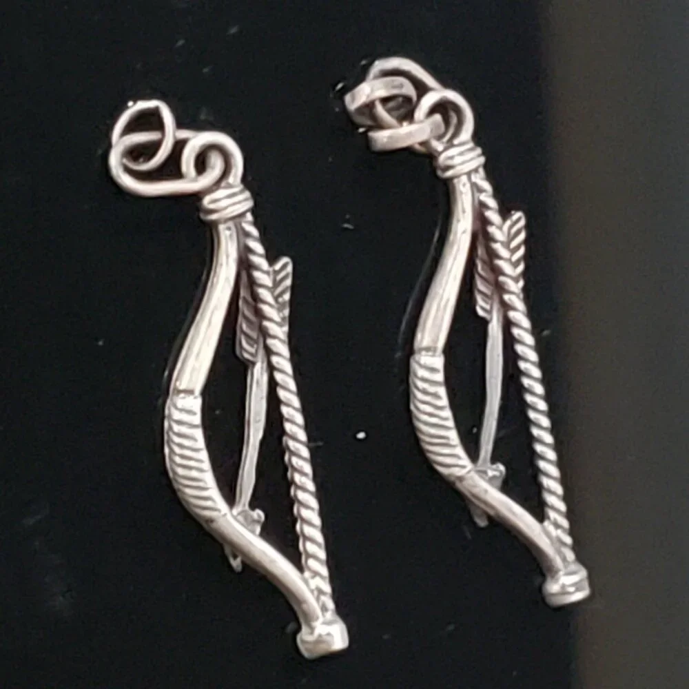 Two Silver 3D Cupids Bow and Arrow Archery Charms - Picture 2 of 5